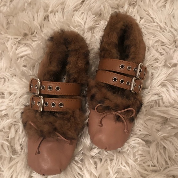 ‼️SOLD💯 Miu Miu Fur lined Ballerina Flats - Picture 1 of 8